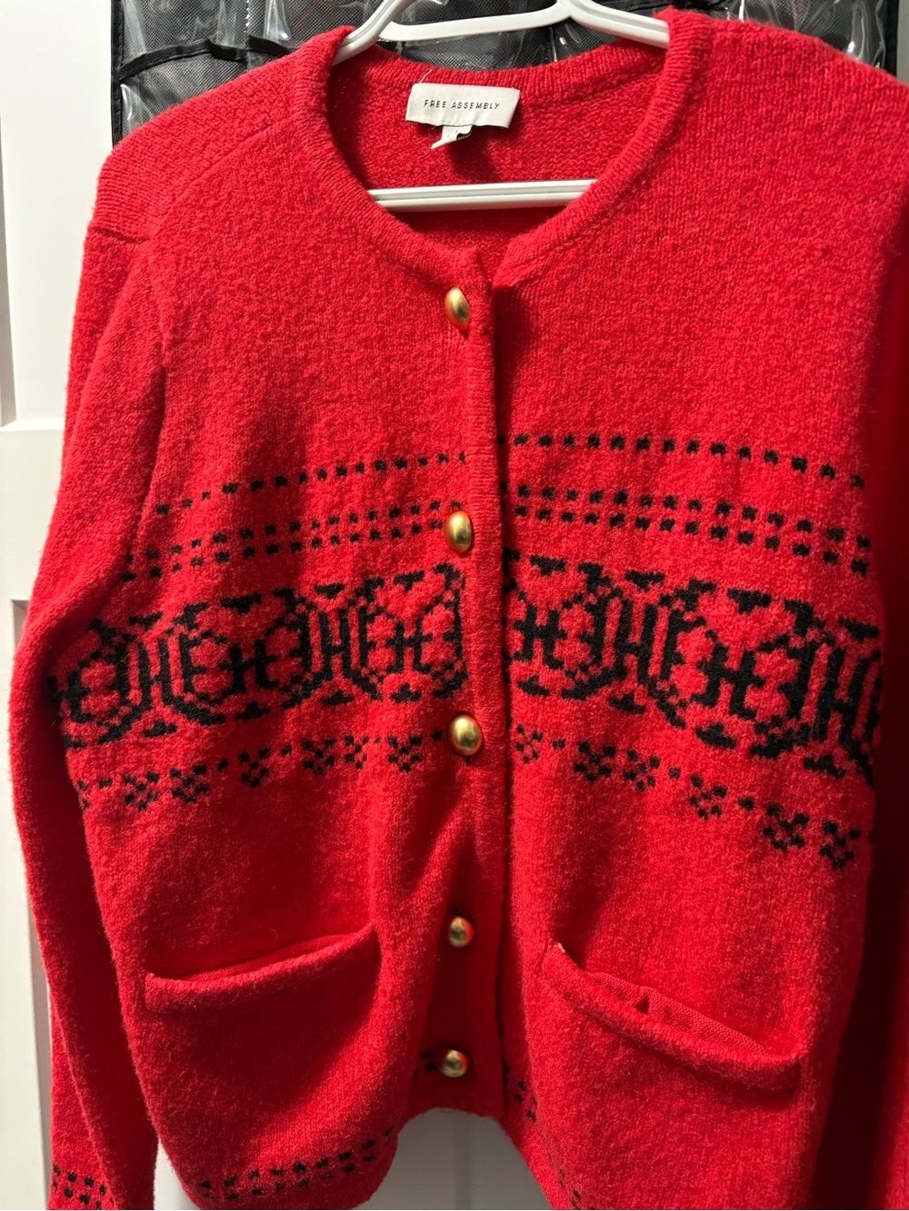 Red Wool Blend Cardigan Sweater